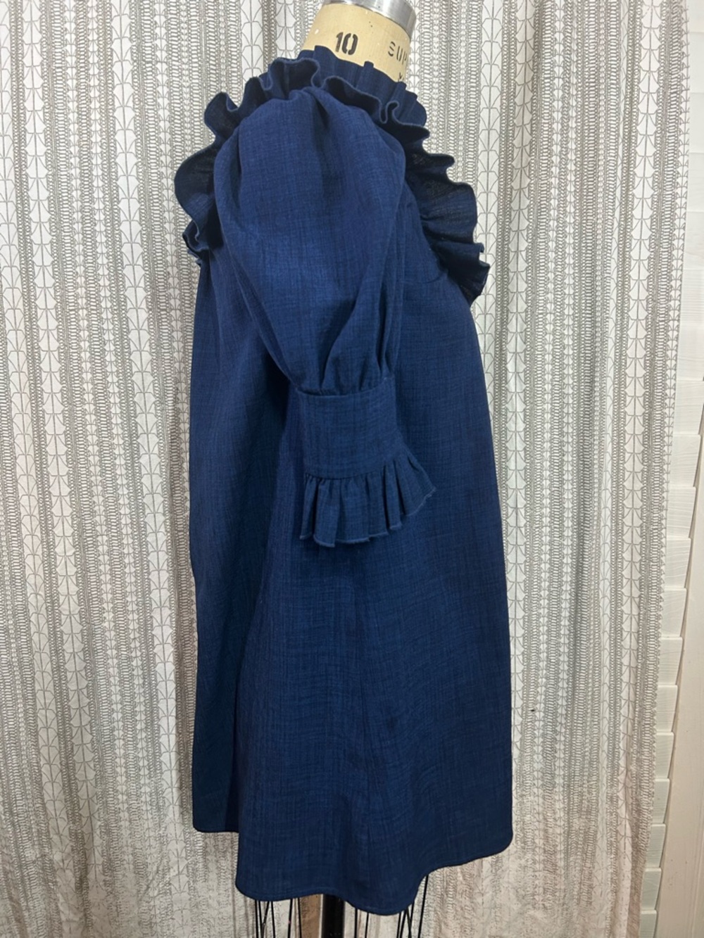 Navy Ruffle-Trim Dress - Picture 4 of 5